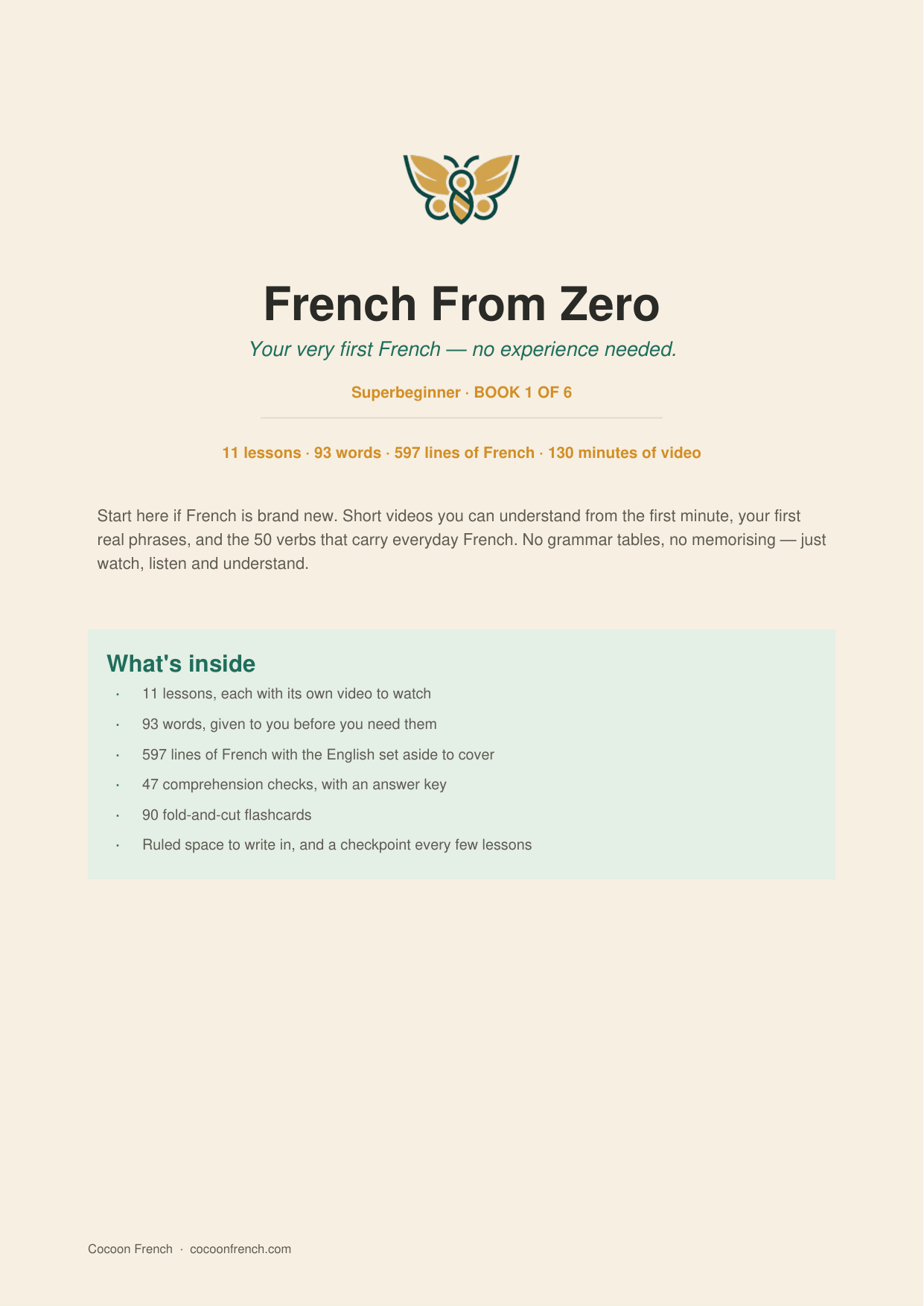 The cover of French From Zero