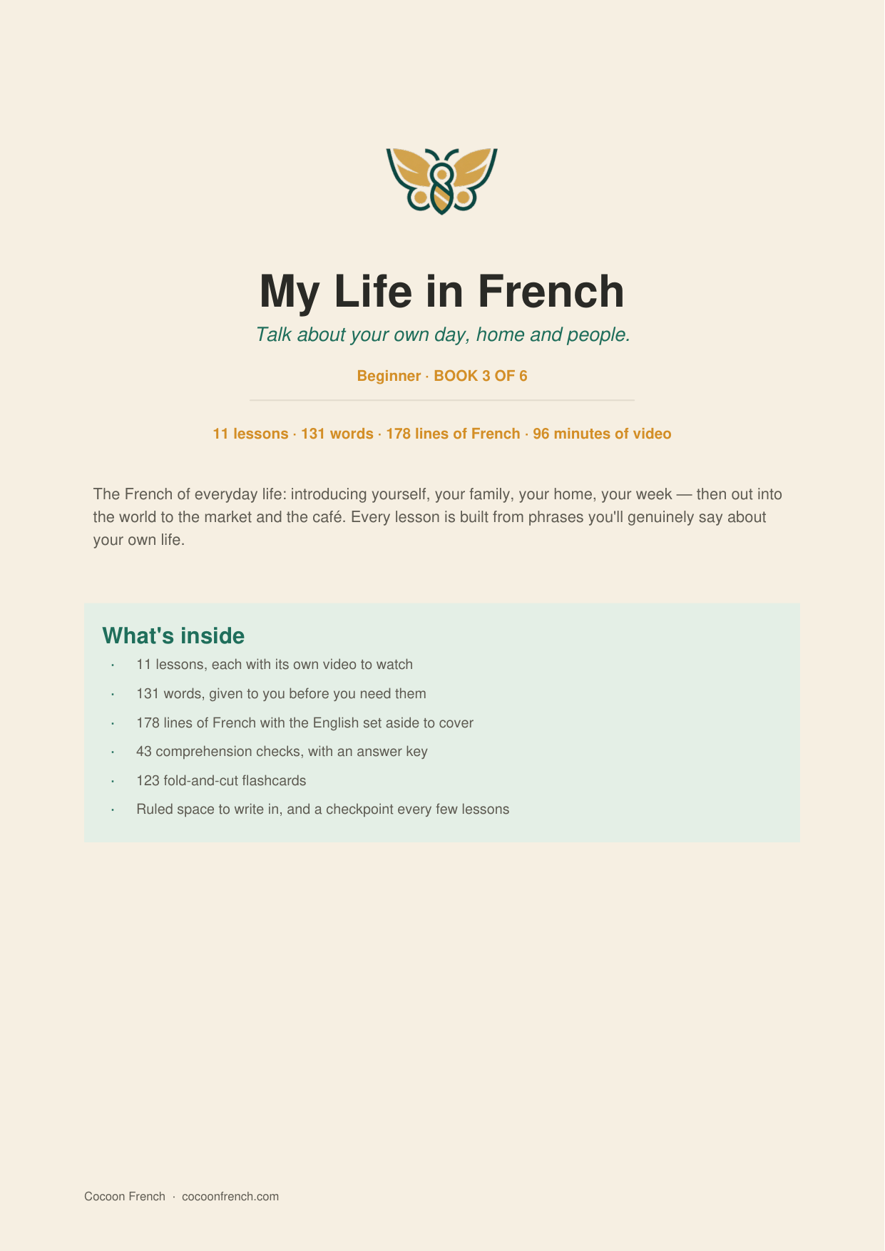 The cover of My Life in French